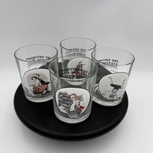 Norman Rockwell Saturday Evening Post Glassware Collection Tumblers Vintage